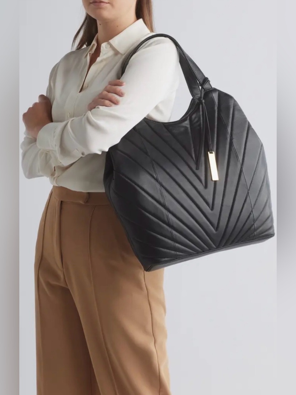 Vince Camuto Black Quilted leather every day Tote Bag
